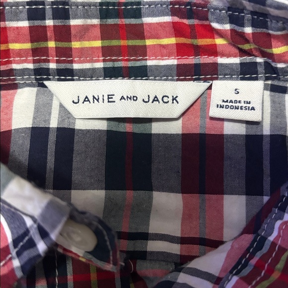 Janie and Jack Red and Blue Plaid Shirt - Picture 2 of 6